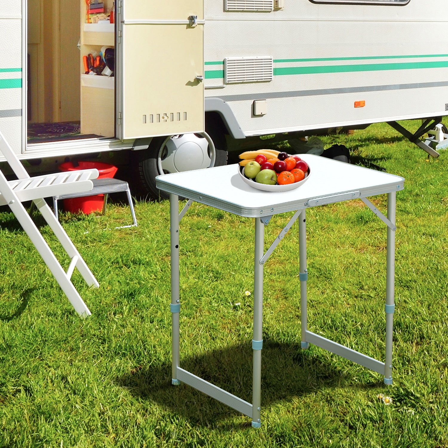 Patio Foldable Picnic Table-Silver