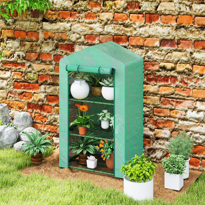 3 Tier Mini Greenhouse Portable Garden Grow House with Roll Up Door an