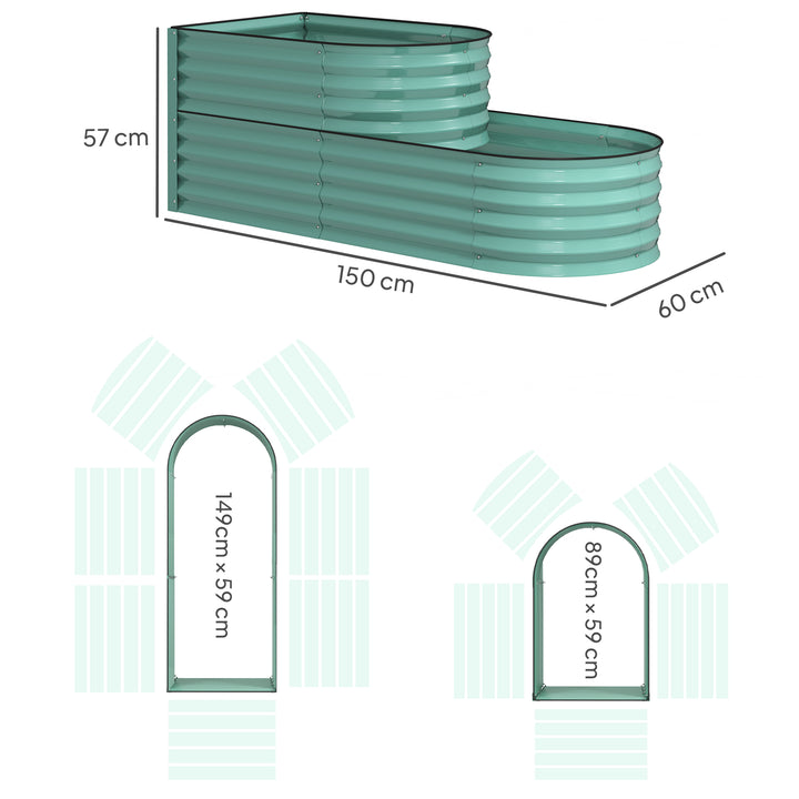 Two-Tier Galvanised Steel Garden Planter - Dark Green