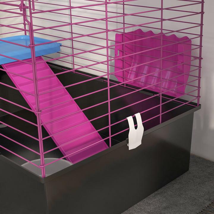 Chinchillas Small Rabbit Guinea Pig Small Animal Cage, Pet Playhouse, with Platform, Ramp, 71 x 46 x 47cm