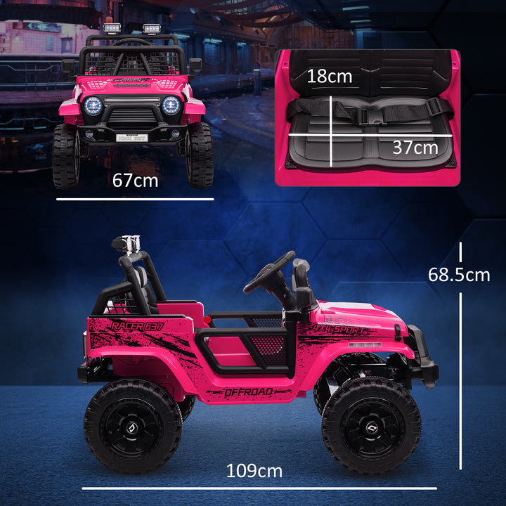 AIYAPLAY 12V Battery Powered Kids Ride-On Car, Electric Truck w/ Spring Suspension, Remote, Music, Horn, Lights, Pink