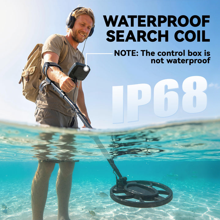 Metal Detector for Adults, IP68 Waterproof Search Coil with LCD Displa