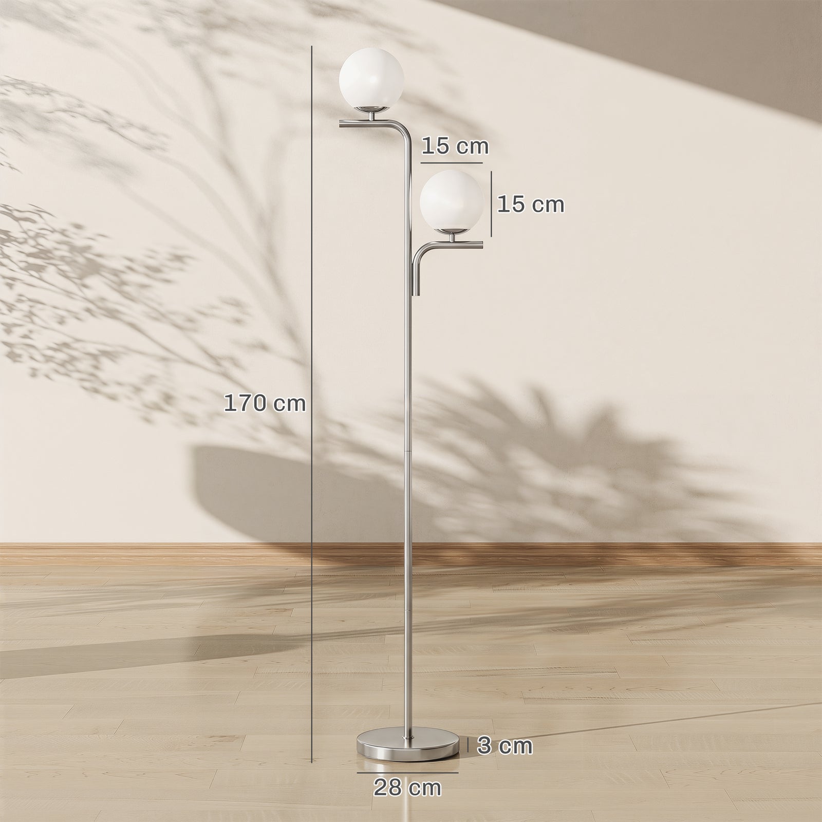 LED Floor Lamp, Modern Standing Lamp with 3 Colour Temperatures, Globe