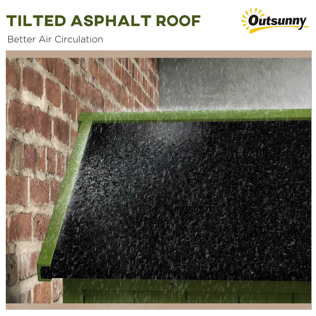 MCL Small Shed, Tall Slim Wooden Garden Shed with 3 Removable Shelves and Roof Hatch, Compact Outdoor Tool Storage Cabinet with Asphalt Roof and Door Latch, 77 x 54.2 x 179 cm, Green