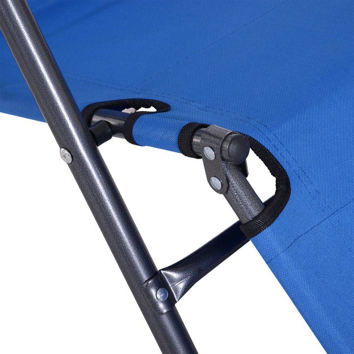 2 in 1 Folding Sun Lounger Reclining Garden Chair Set of 2 with 2-Level Adjustable Backrest, Outdoor Zero Gravity Recliner Garden Chairs with Head Pillow and Armrests, Blue