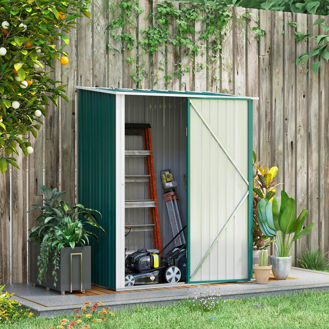 Outsunny Outdoor Storage Shed, Garden Metal Storage Shed w/ Single Door for Garden, Patio, Lawn, 5.3ft x 3.1ft, Green