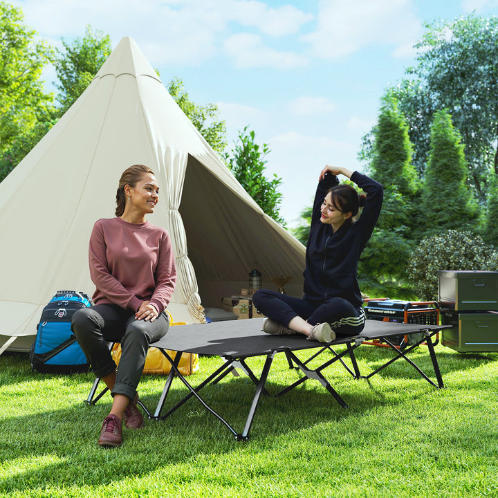 Double Camping Cot Bed, with Bag - Charcoal Grey