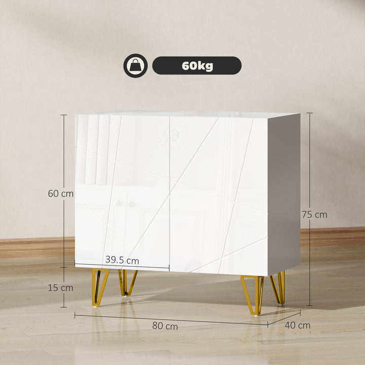 Modern Luxe High Gloss Sideboard, with Hairpin Legs - White