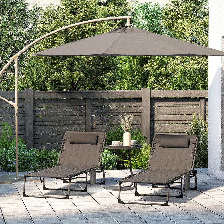 Set of Two Sun Loungers, with Five-Position Reclining Backs - Black