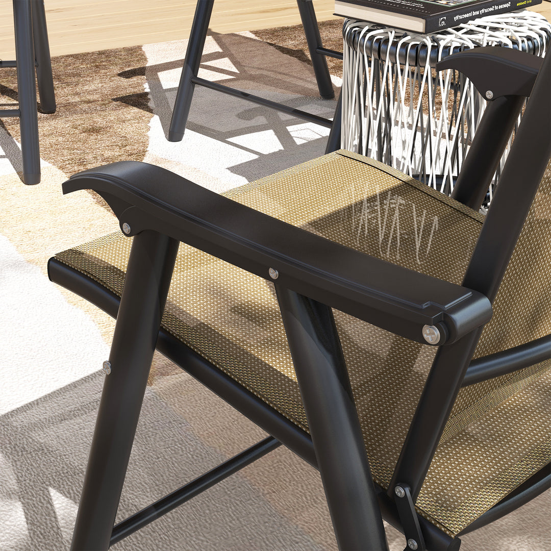 Set of Four Folding Garden Chairs - Light Brown