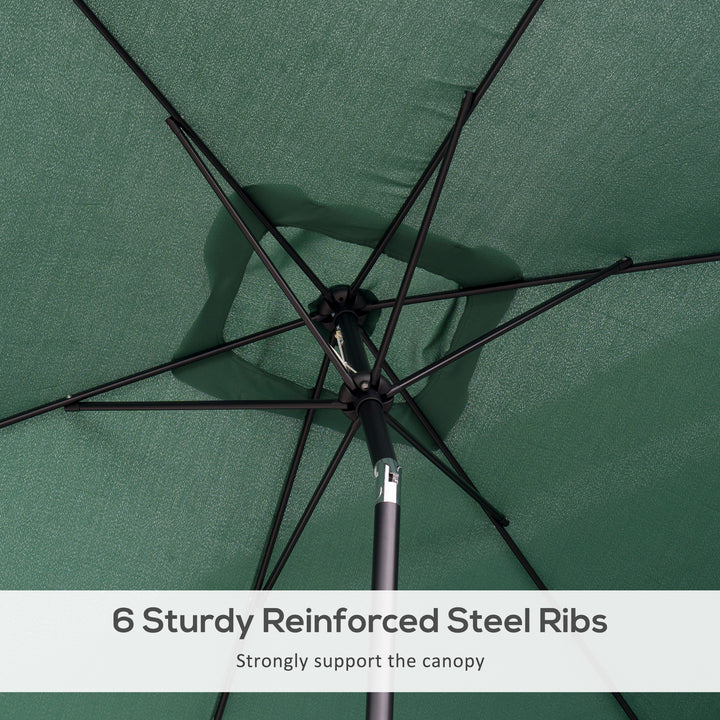 3x2m Patio Parasol Garden Umbrellas Canopy with Aluminium Tilt Crank Rectangular Sun Shade Steel, Green