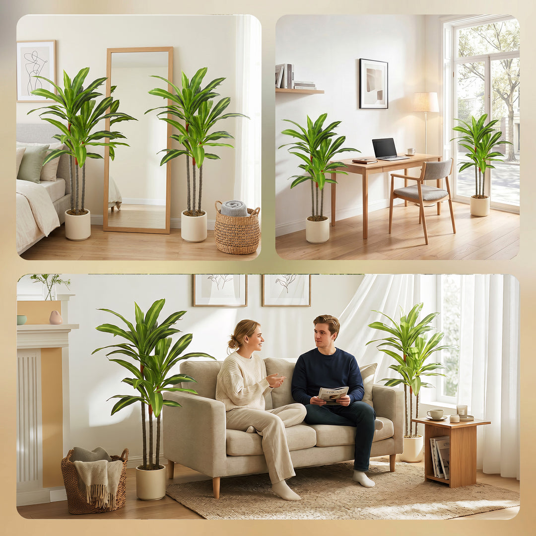 90cm Lifelike Fake Tree, Artificial Dracaena Tree with Bendable Trunks