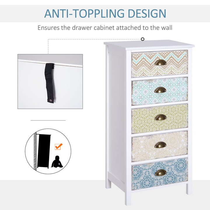 MCL Chest of 5 Drawers Bedside Cabinet Side Storage Chest Entryway Living Room Bedroom Furniture Organizer Unit