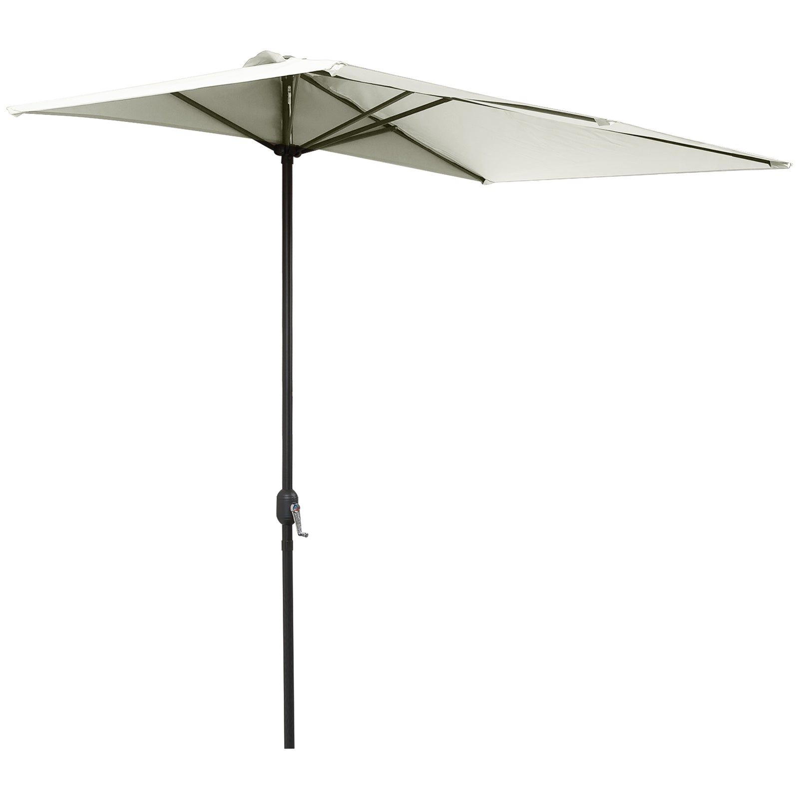 Balcony Half Parasol Semi Round Umbrella Patio Crank Handle (2.3 m, Beige)- NO BASE INCLUDED