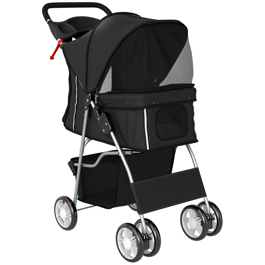Dog Pram, Pet Stroller with Reflective Strips, Foldable Cat Stroller w