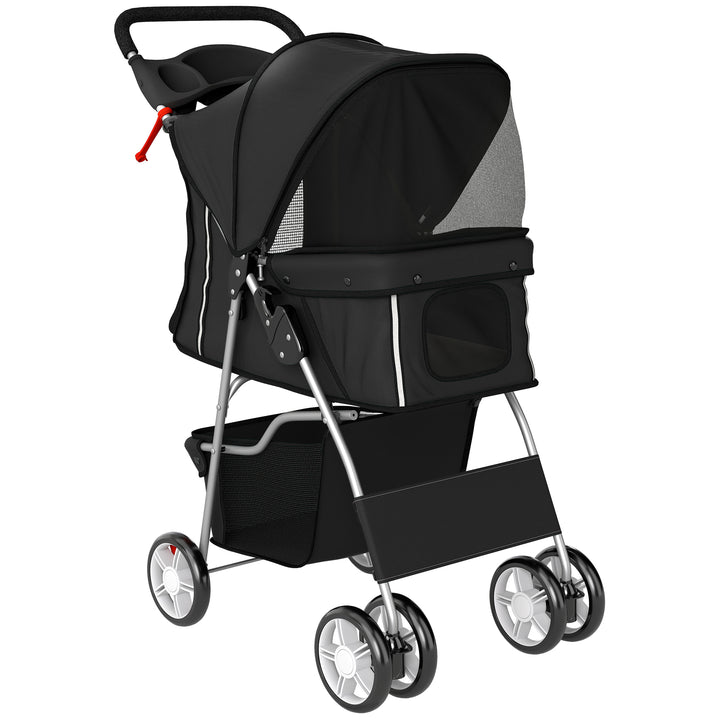Dog Pram, Pet Stroller with Reflective Strips, Foldable Cat Stroller w