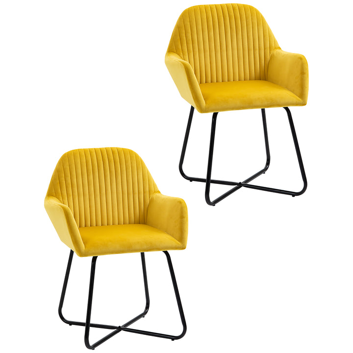 Velvet-Feel Plisse Back Accent Chair - Yellow