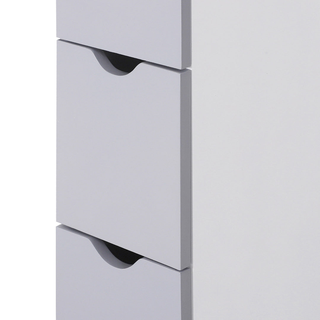Tall Bathroom Cabinet, Freestanding Bathroom Storage Cabinet with 2-Tier Shelf and Drawers, Narrow Cupboard Storage Unit, White, Grey