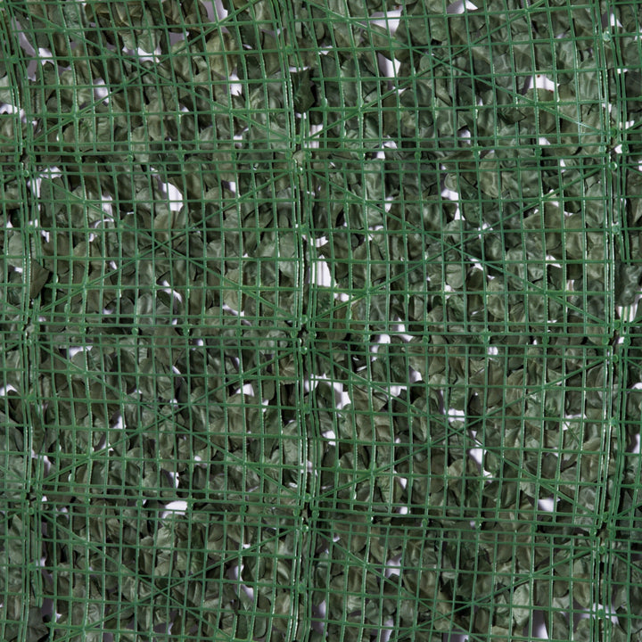 4-Piece Artificial Leaf Hedge Screen Privacy Fence Panel for Garden Outdoor Indoor Decor, Dark Green, 2.4M x 1M