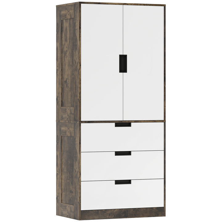 Modern Clothes Storage Cupboard Unit, 3 Drawer 2 Door Wardrobe with Ha
