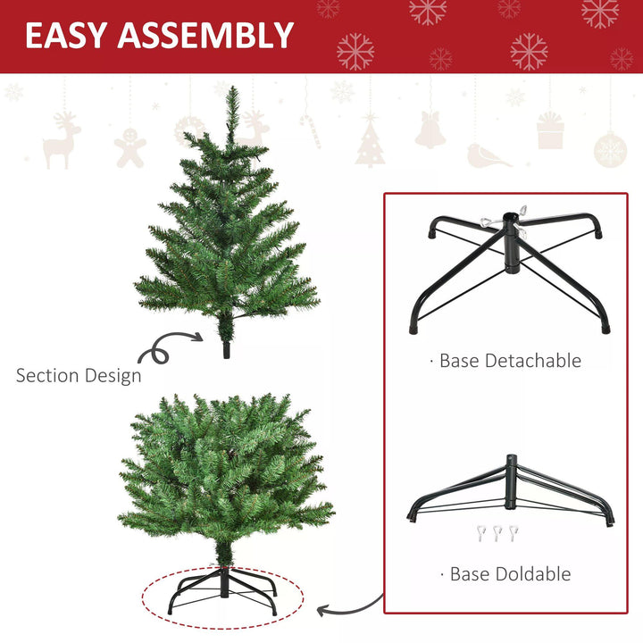 HOMCOM 4 Feet Prelit Artificial Christmas Tree Warm White LED Light Holiday Home Xmas Decoration, Green | Aosom UK