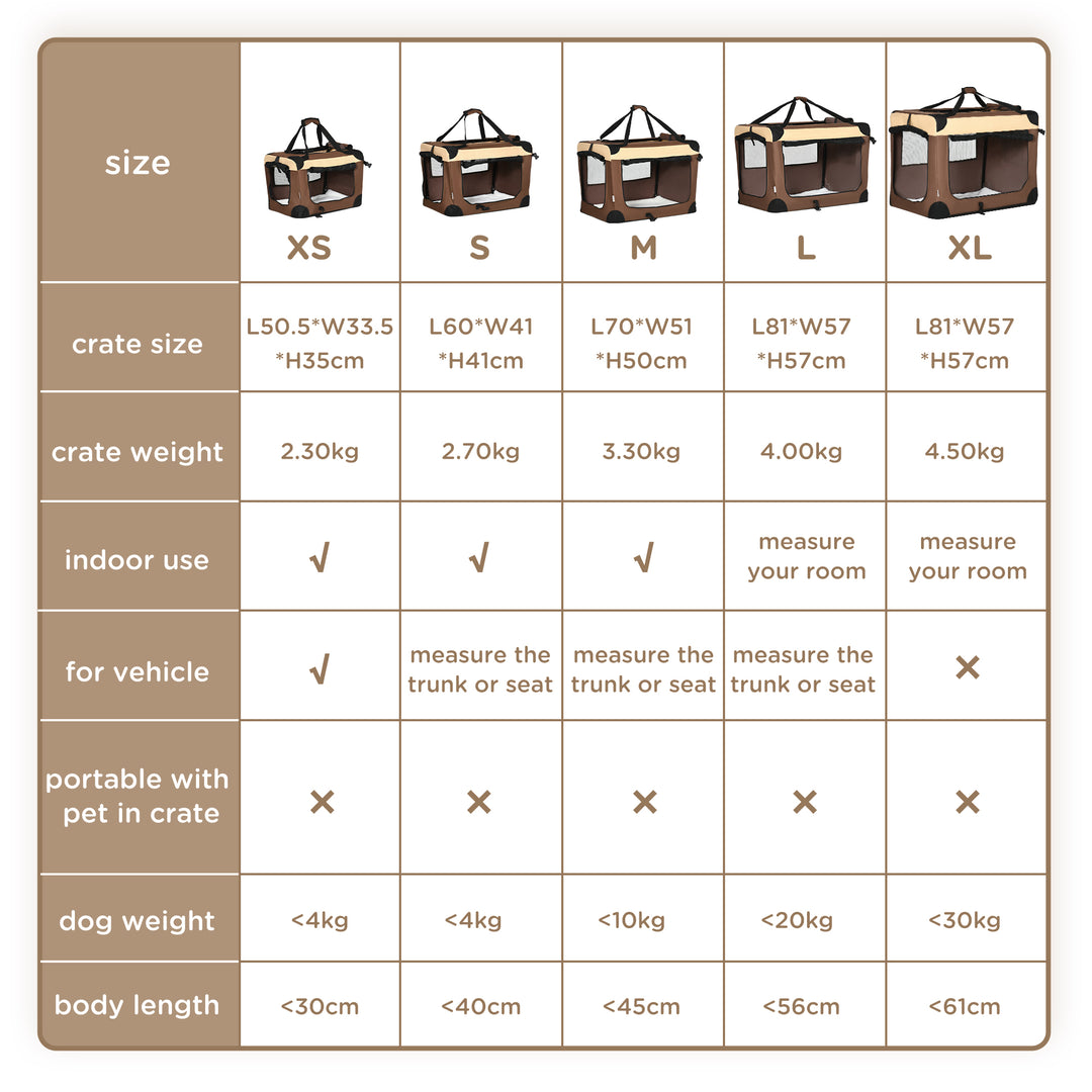 70cm Foldable Pet Carrier, with Cushion, for Small Dogs and Cats - Brown