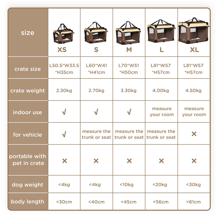 70cm Foldable Pet Carrier, with Cushion, for Small Dogs and Cats - Brown