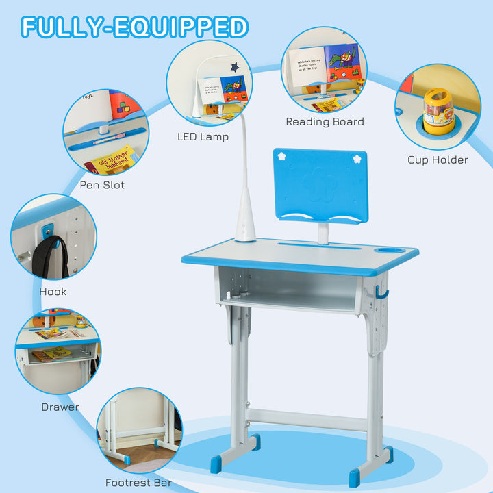 Kids Desk and Chair Set Adjustable Height Study Table Set with Drawer,