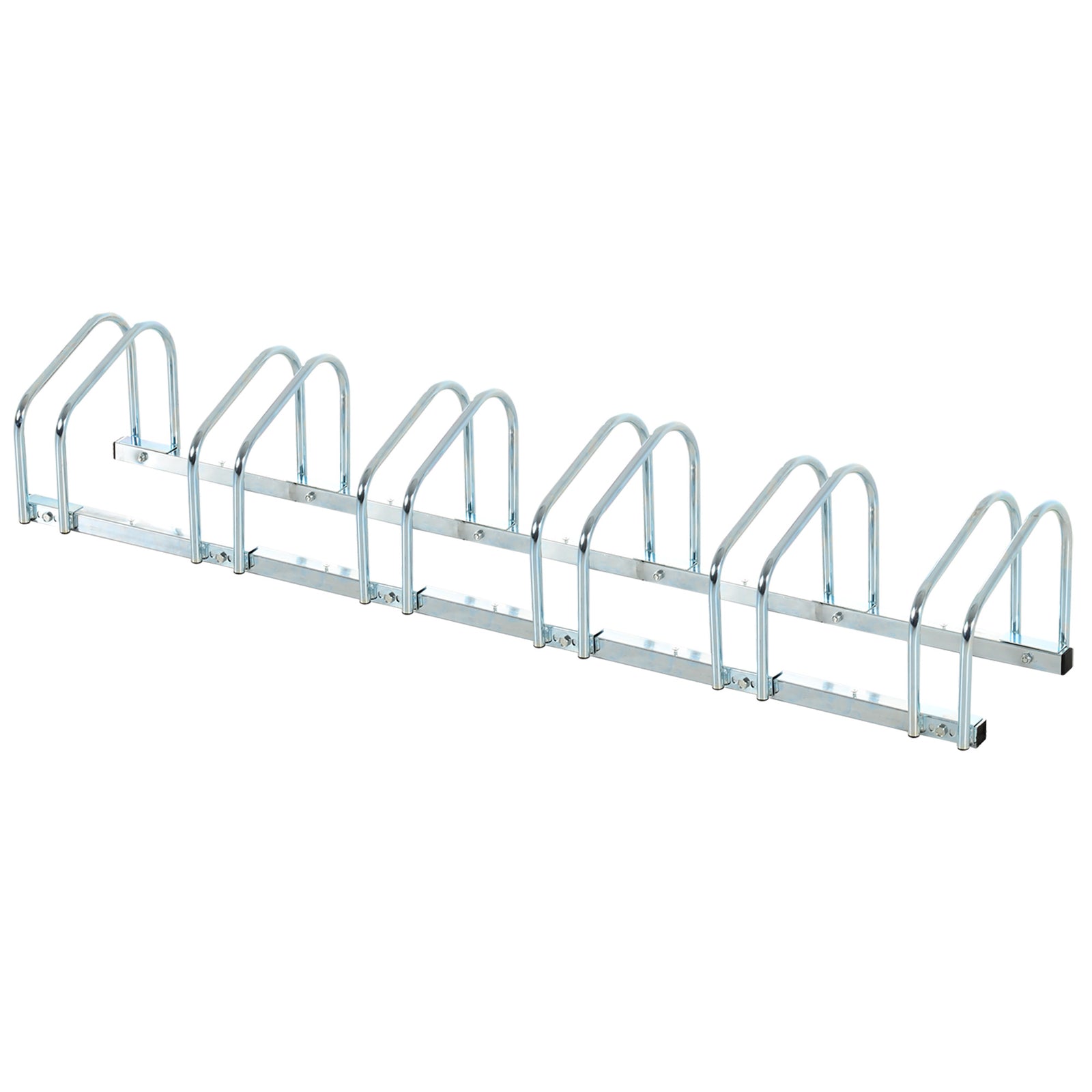 Bike Stand Parking Rack Floor or Wall Mount Bicycle Cycle Storage Locking Stand 179L x 33W x 27H (6 Racks, Silver)