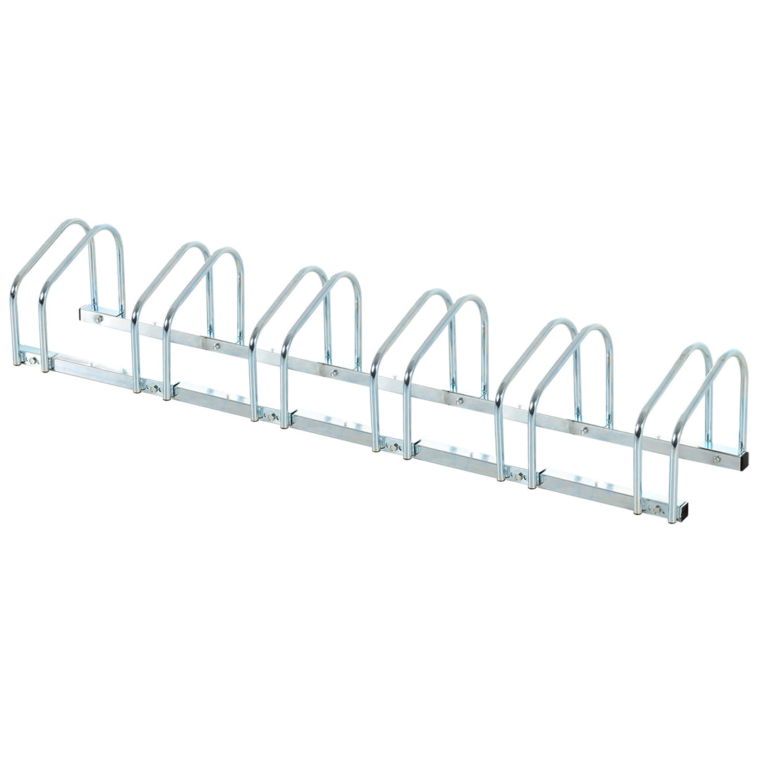 MCL Bike Stand Parking Rack Floor or Wall Mount Bicycle Cycle Storage Locking Stand 179L x 33W x 27H (6 Racks, Silver)
