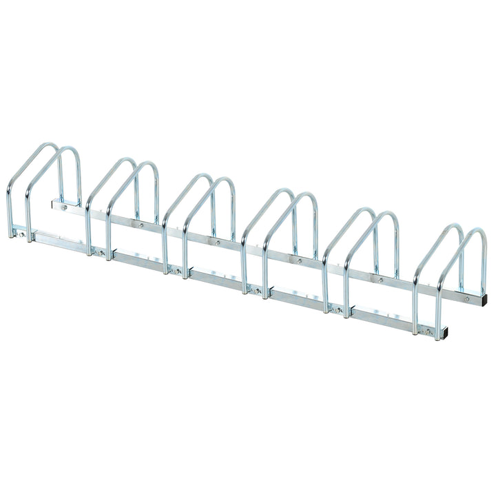 MCL Bike Stand Parking Rack Floor or Wall Mount Bicycle Cycle Storage Locking Stand 179L x 33W x 27H (6 Racks, Silver)