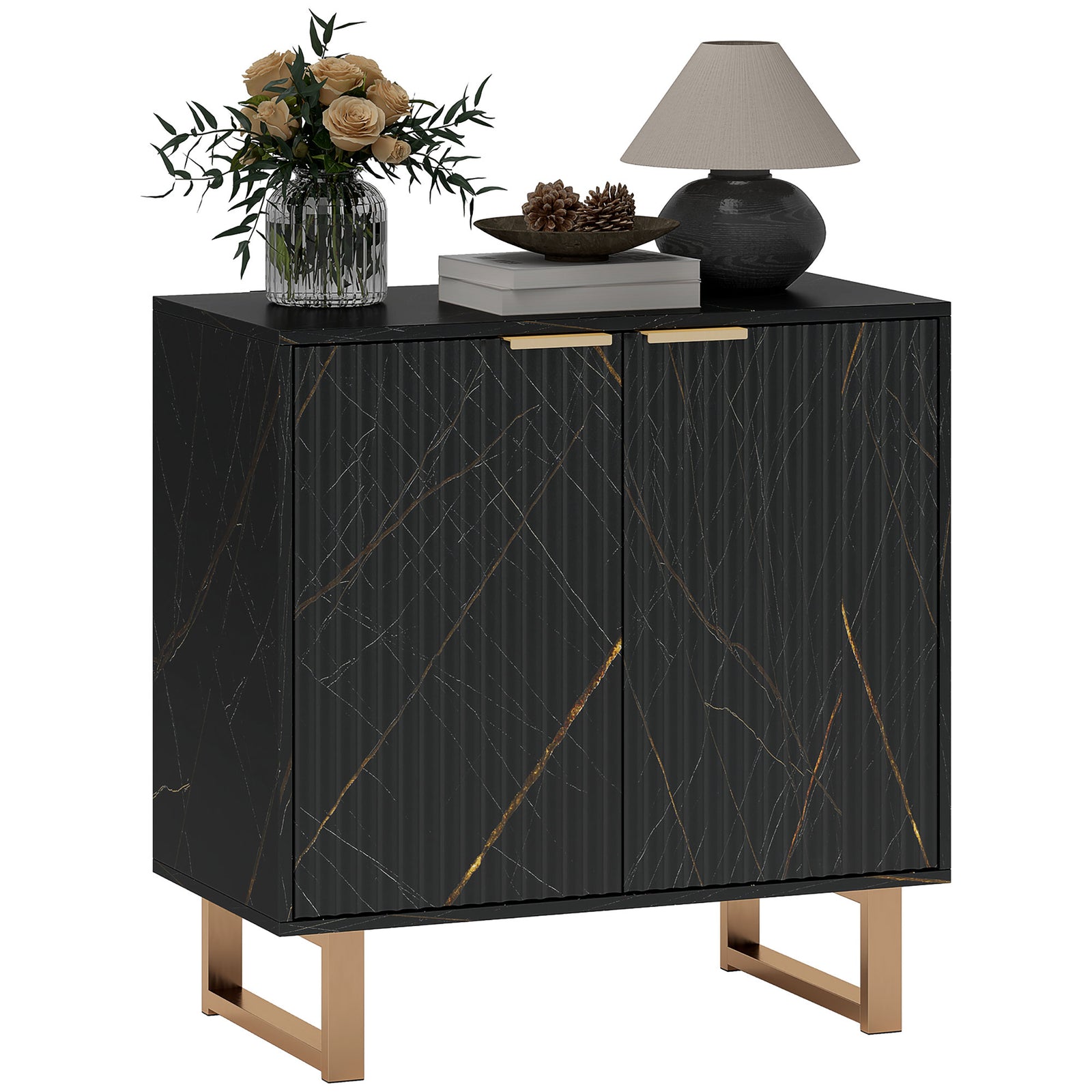 Elegant Storage Sideboard - Black/Gold-Tone
