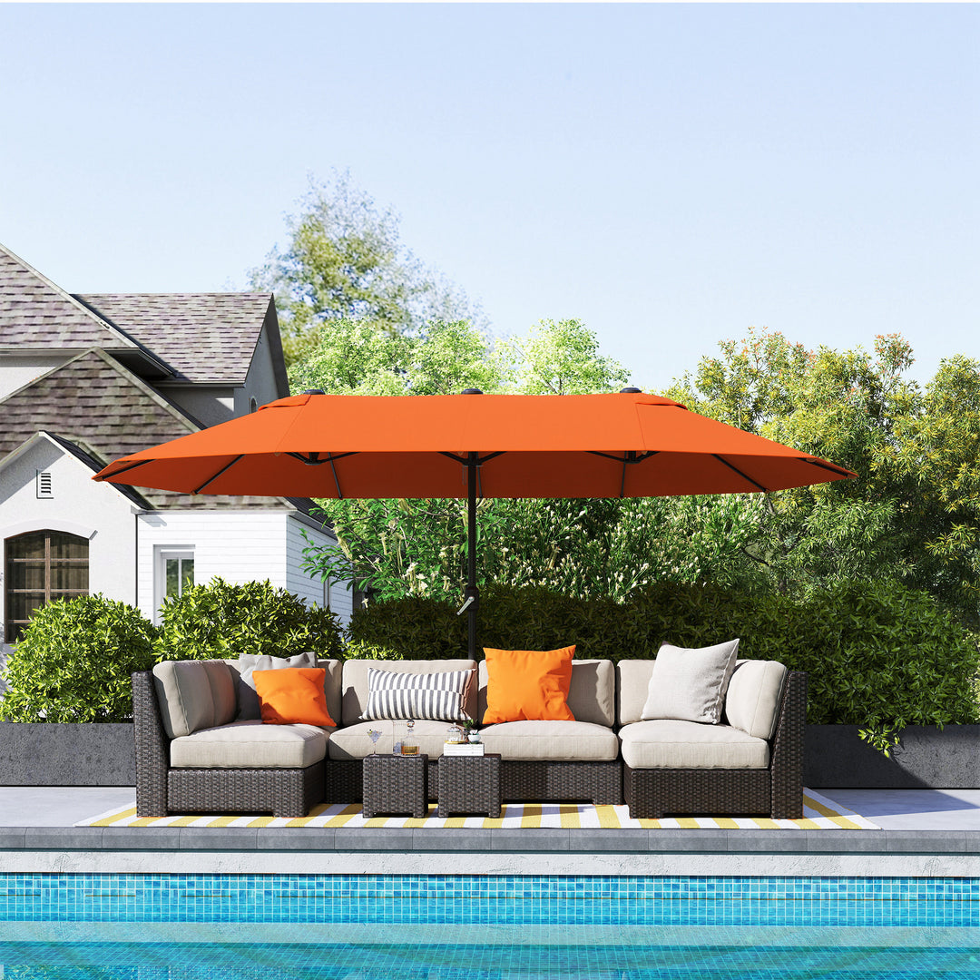 4.6m Double Garden Parasol - Orange