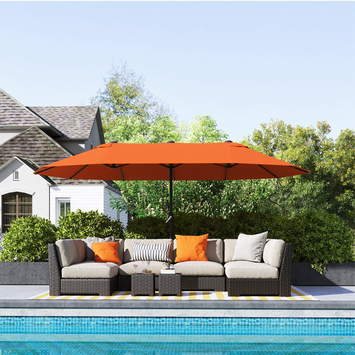4.6m Double Garden Parasol - Orange