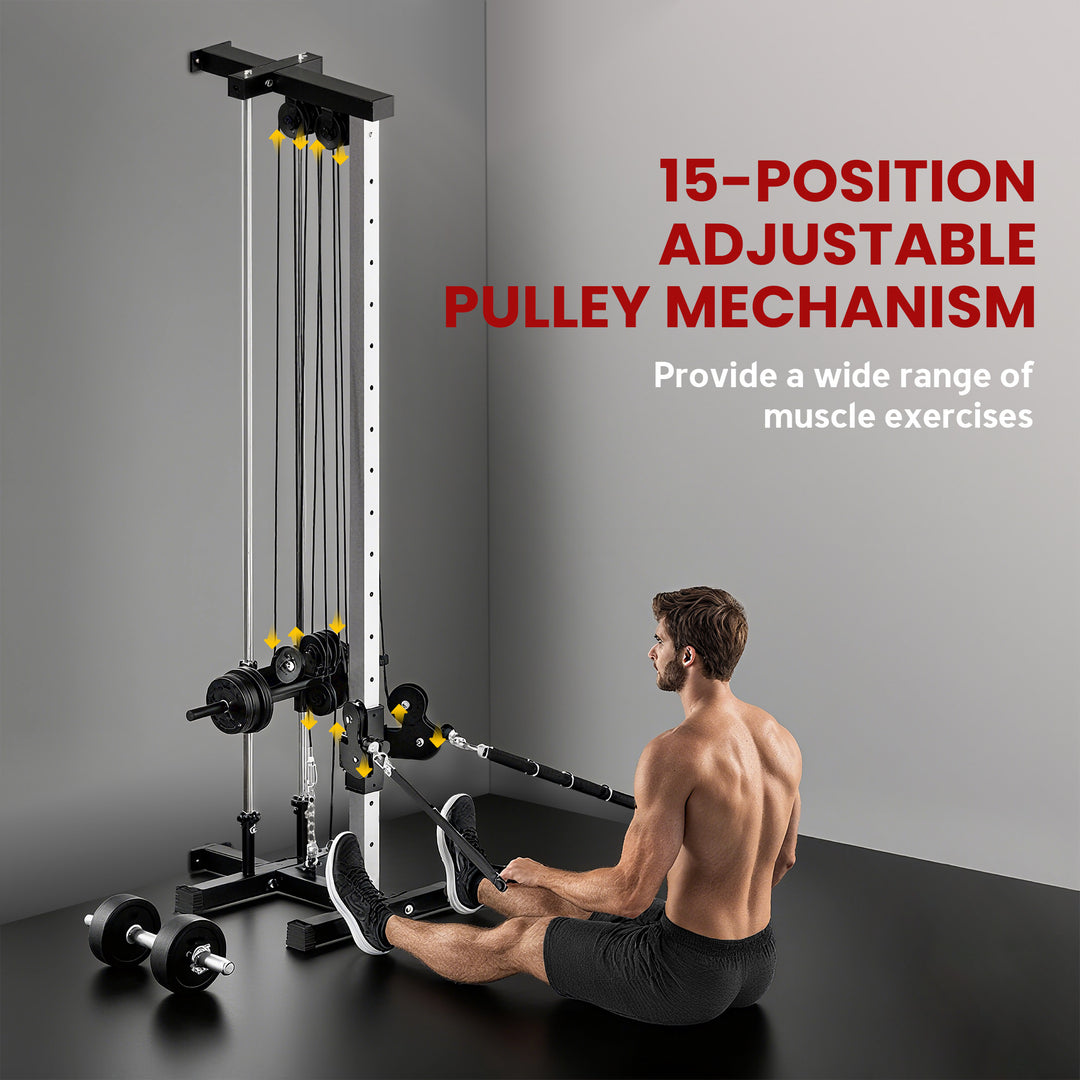 MCL Wall Mount Cable Machine, 15 Positions Adjustable Cable Crossover Machine Dual Pulley System for Home Gym