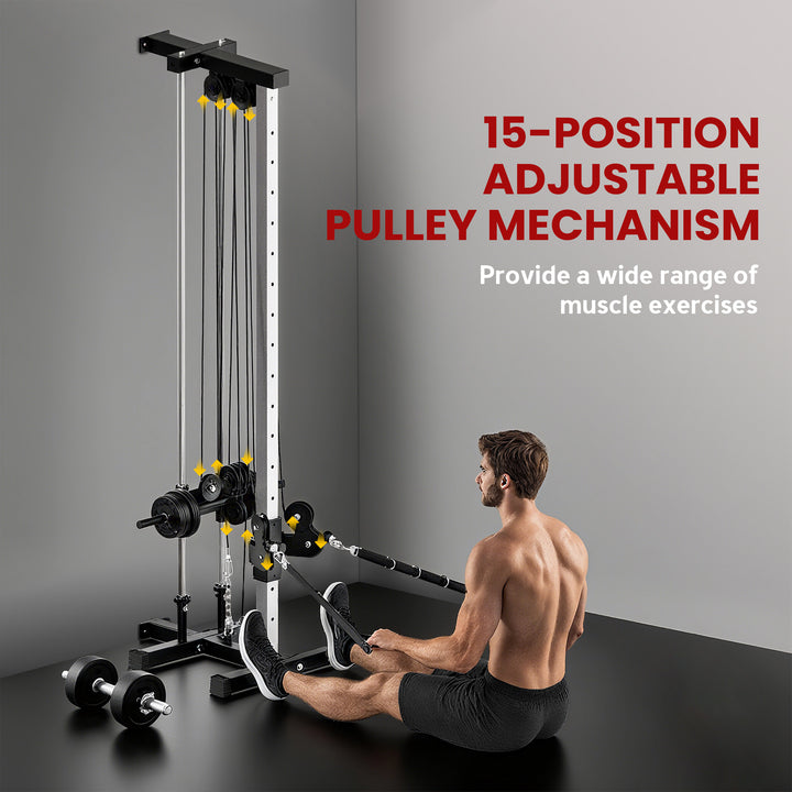 MCL Wall Mount Cable Machine, 15 Positions Adjustable Cable Crossover Machine Dual Pulley System for Home Gym