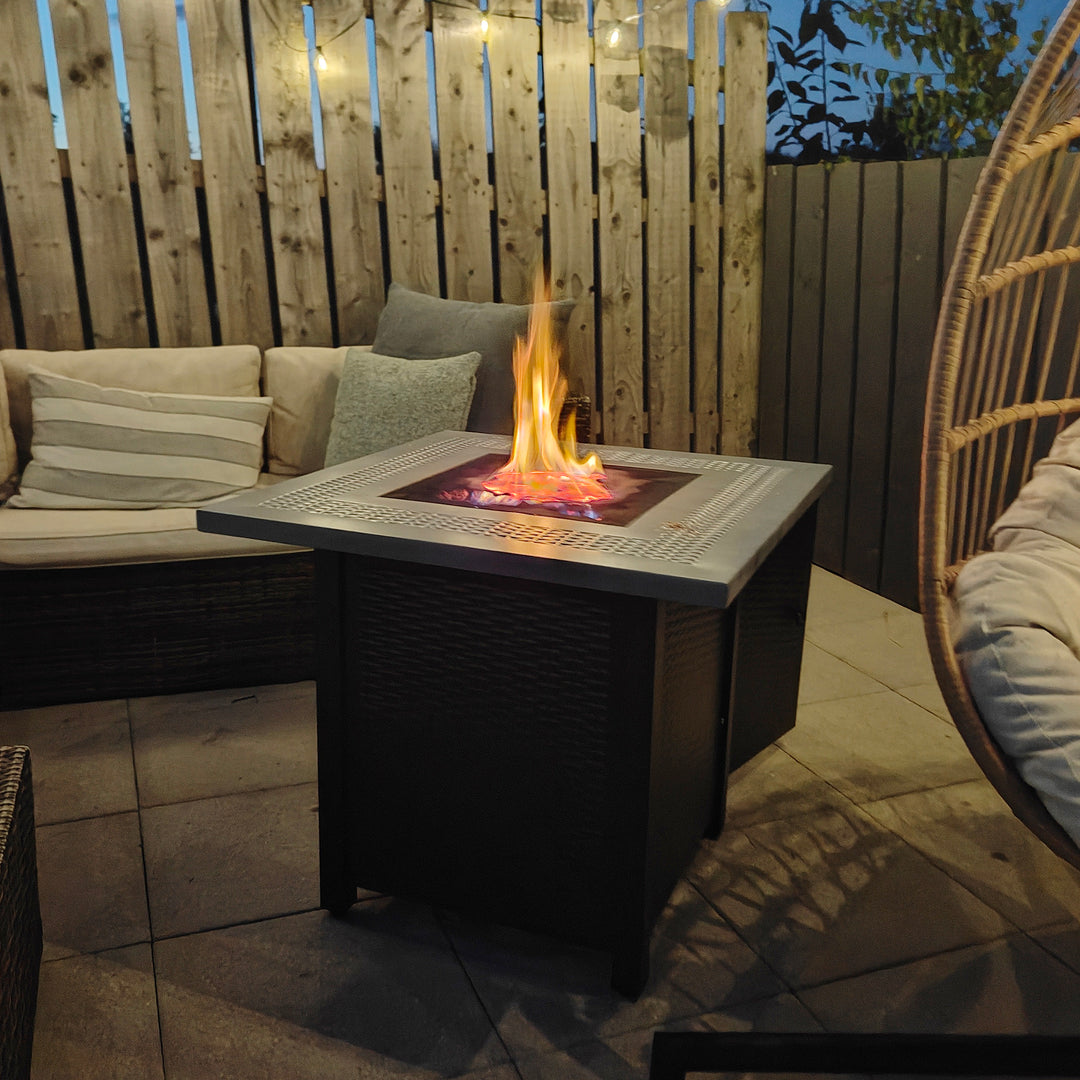 MCL 71 x 71cm 40000 BTU Gas Firepit Table - Black/Grey