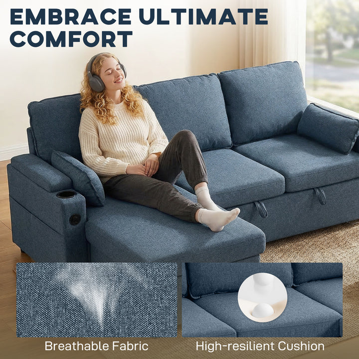 Corner Sofa Bed, L Shaped Sleeper Sectional Sofa with Reversible Stora