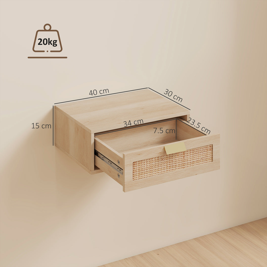 Floating Bedside Tables Set of 2, Wall Mounted Bedside Cabinets with R