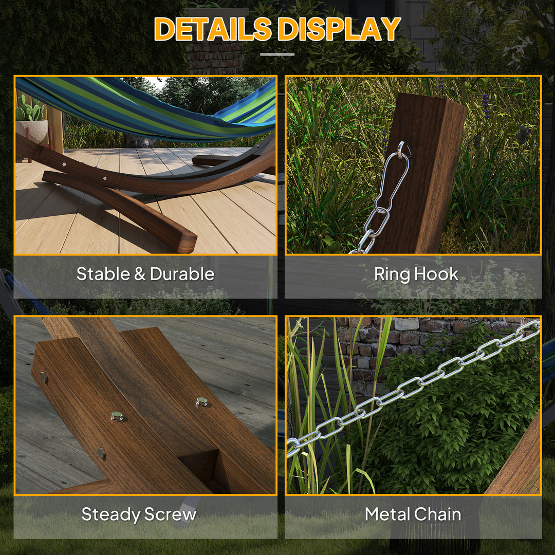3.25m Wooden Hammock Stand Universal Fit Garden Picnic Camp Accessories, Brown
