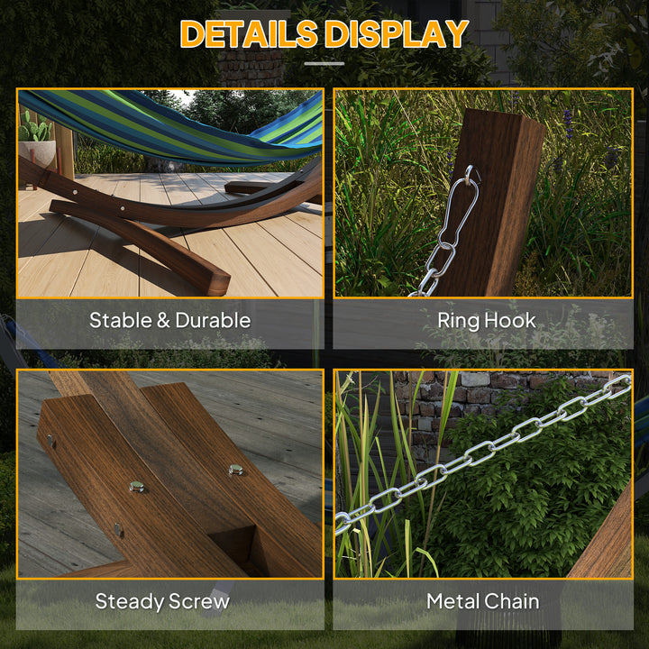 3.25m Wooden Hammock Stand Universal Fit Garden Picnic Camp Accessories, Brown