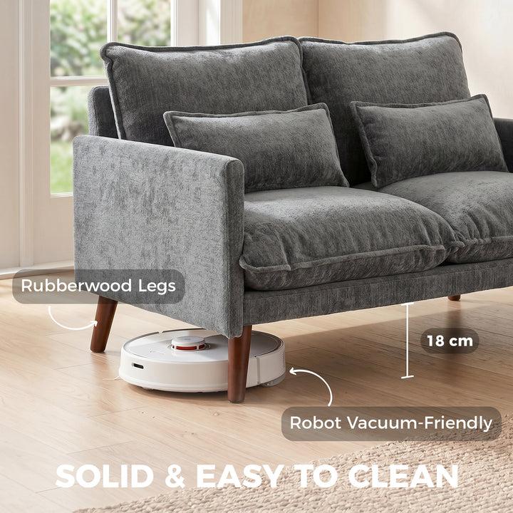2 Seater Sofa, Loveseat Sofa with Spring Cushions, Wide and Deep Seat,