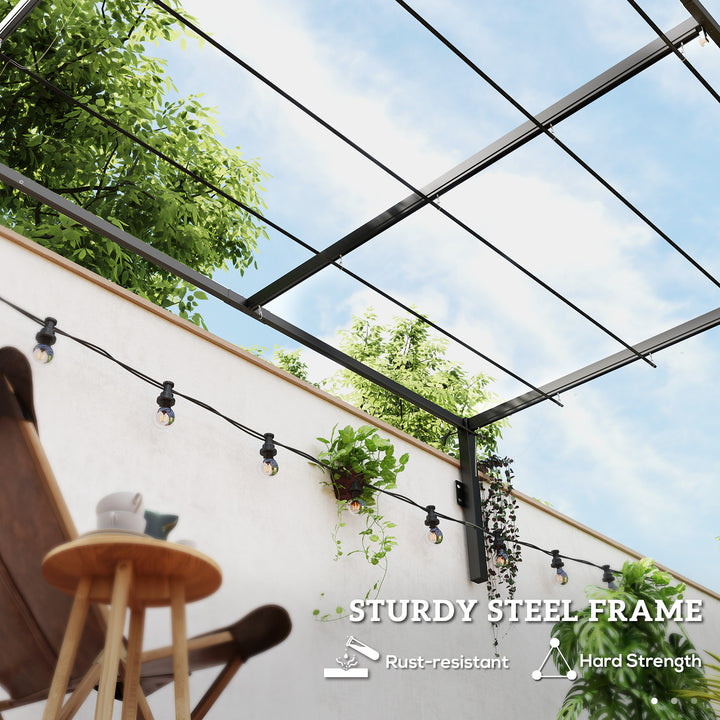 2 x 3(m) Lean To Steel Pergola, with Moving Fabric Canopy - Khaki