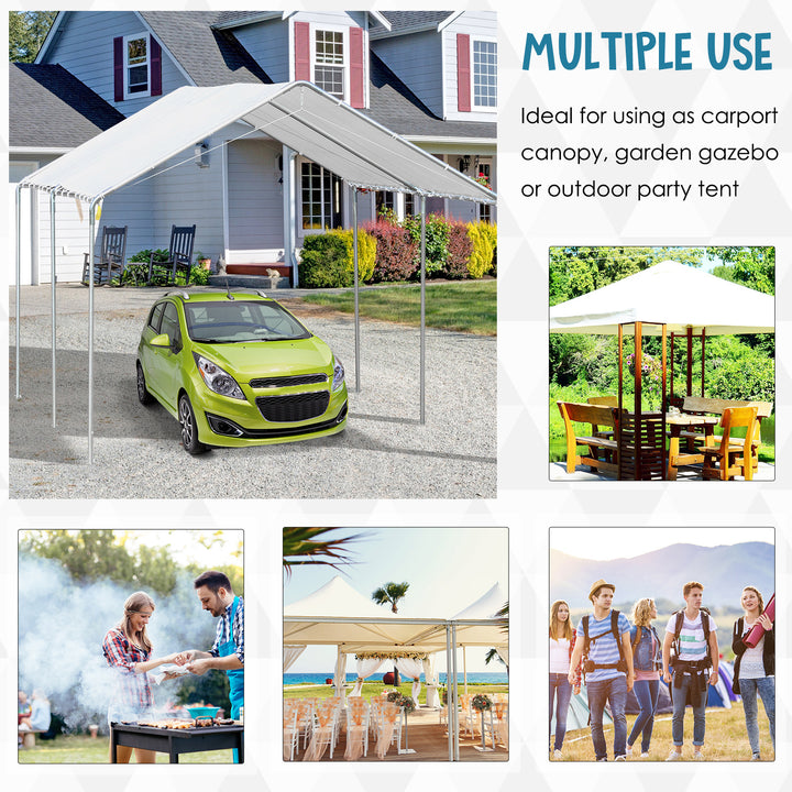 3 x 6m Heavy Duty Carport Garage Car Shelter Galvanized Steel Outdoor Open Canopy Tent Water UV Resistant Waterproof, White