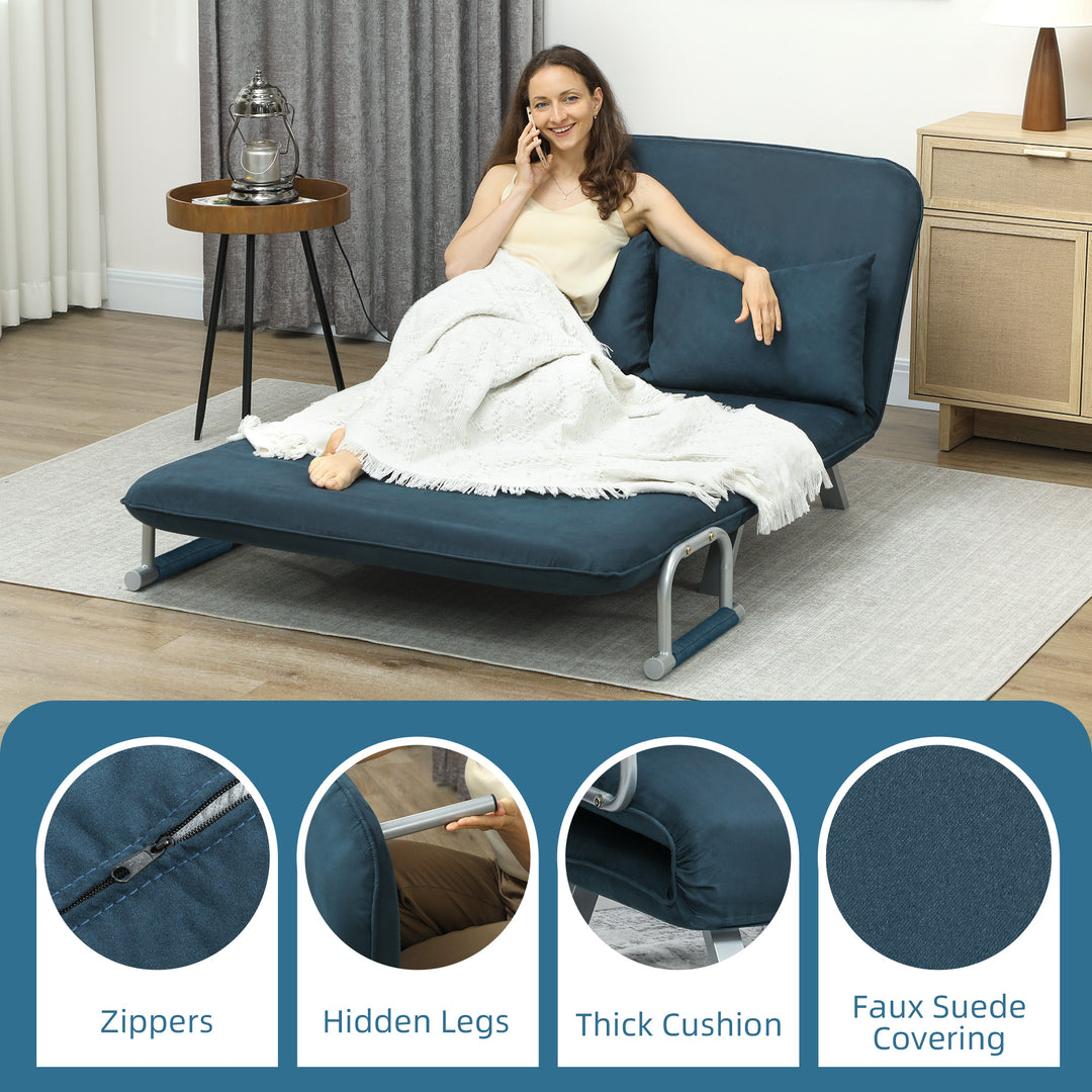 Two-Seater Click-Clack Sofa Bed - Navy Blue