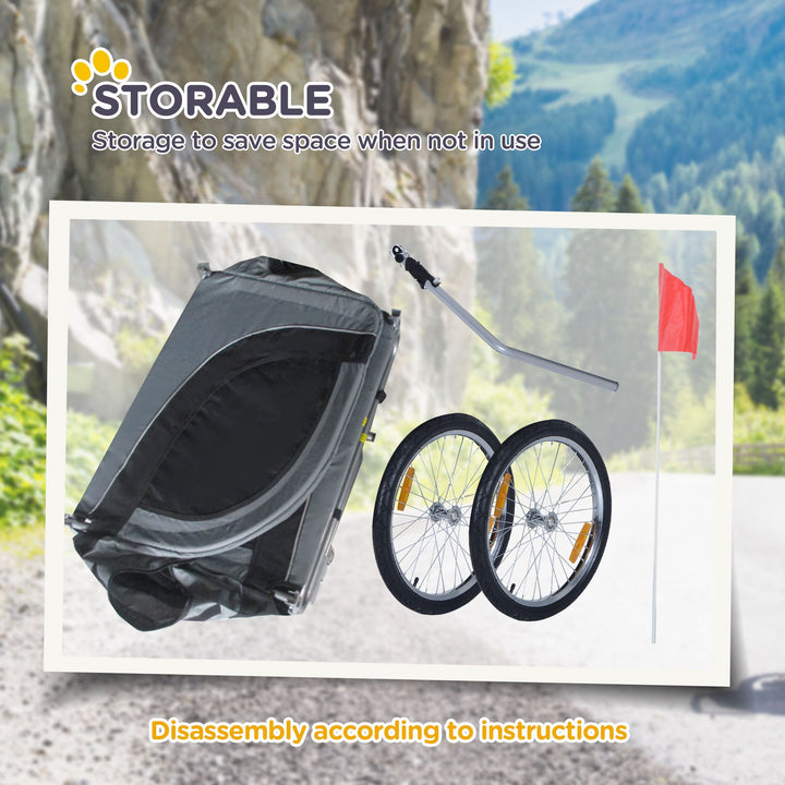 Steel Dog Bike Trailer Pet Cart Carrier for Bicycle Kit Water Resistant with Hitch Coupler Travel Grey and Black