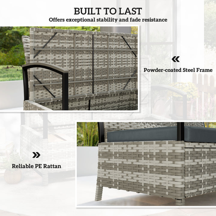125L Garden Storage Bench, 2 Seater PE Rattan Outdoor Bench Storage Bo
