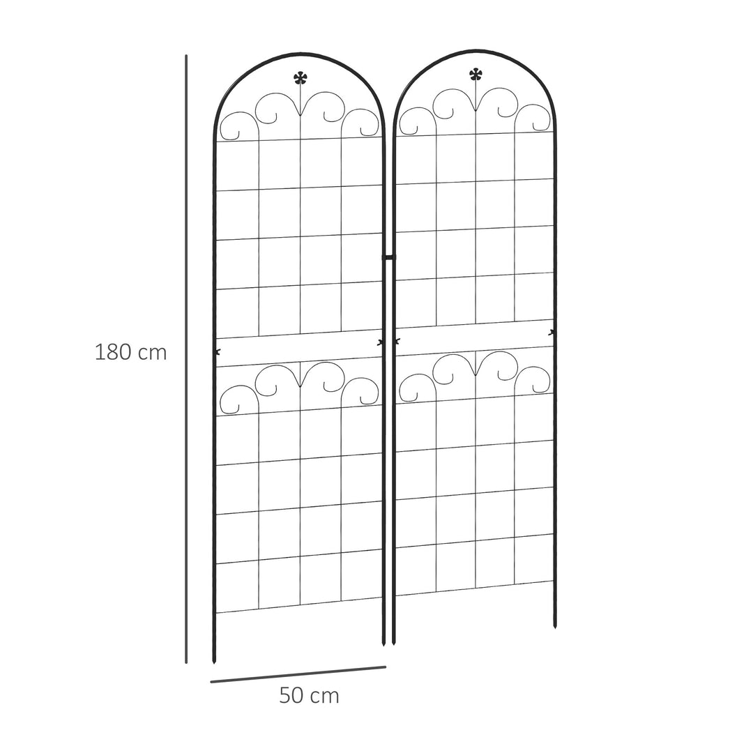 Metal Trellis Set of 2, Garden Trellis for Climbing Plants Support Frames, Floral Design