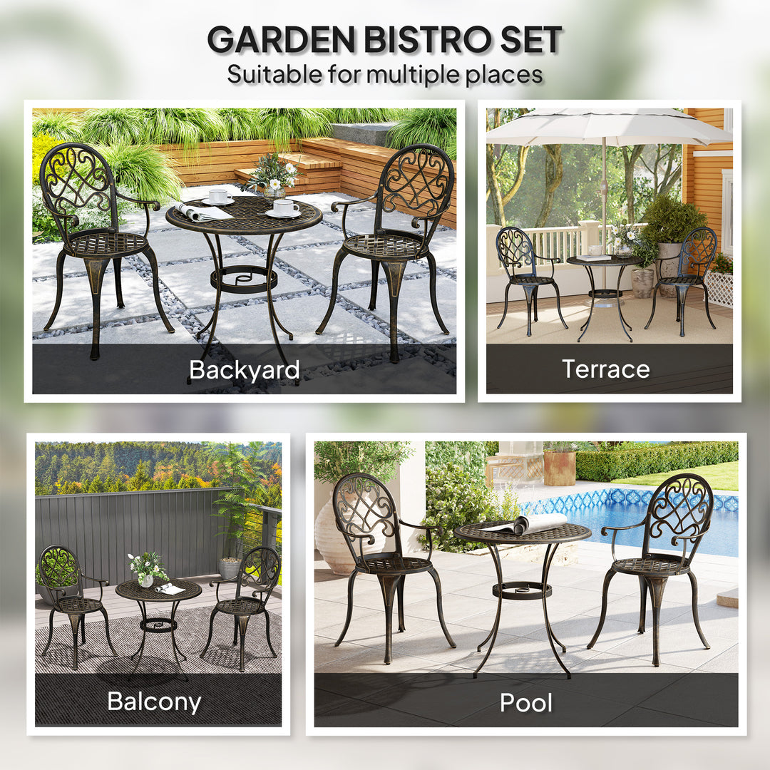 Three-Piece Elegant Aluminium Garden Set - Bronze Tone