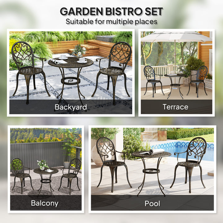 Three-Piece Elegant Aluminium Garden Set - Bronze Tone